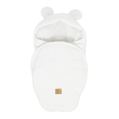 MeowBaby.de MeowBaby Einschlagdecke mit Bärenohren Bouclé Creme-Weiß