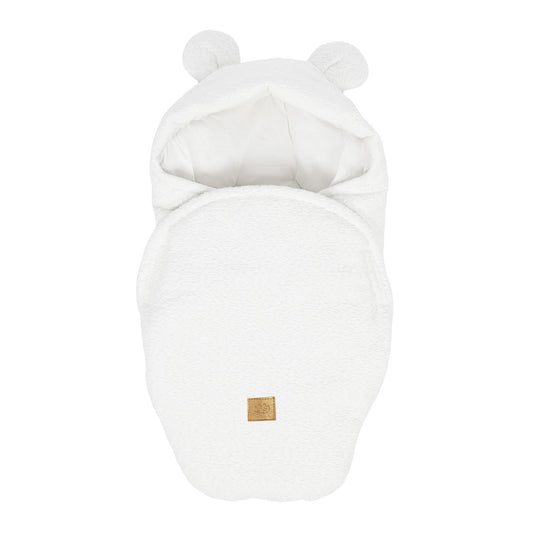 MeowBaby.de MeowBaby Einschlagdecke mit Bärenohren Bouclé Creme-Weiß