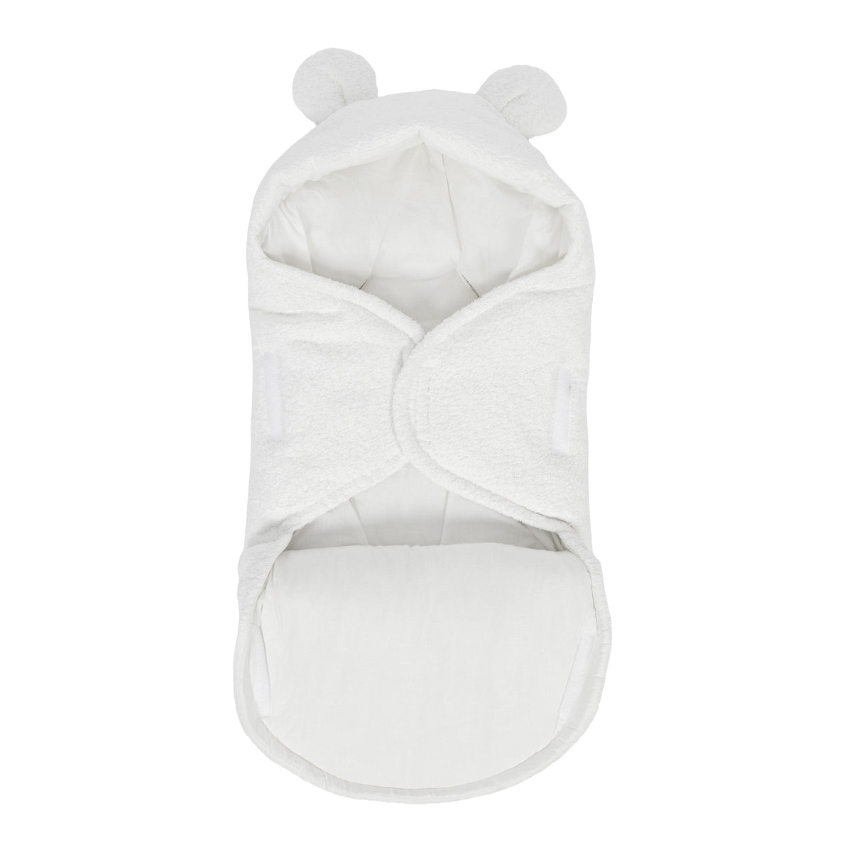 MeowBaby.de MeowBaby Einschlagdecke mit Bärenohren Bouclé Creme-Weiß