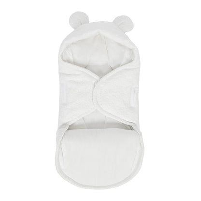 MeowBaby.de MeowBaby Einschlagdecke mit Bärenohren Bouclé Creme-Weiß