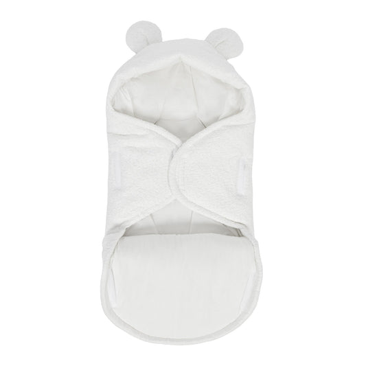MeowBaby.de MeowBaby Einschlagdecke mit Bärenohren Bouclé Creme-Weiß