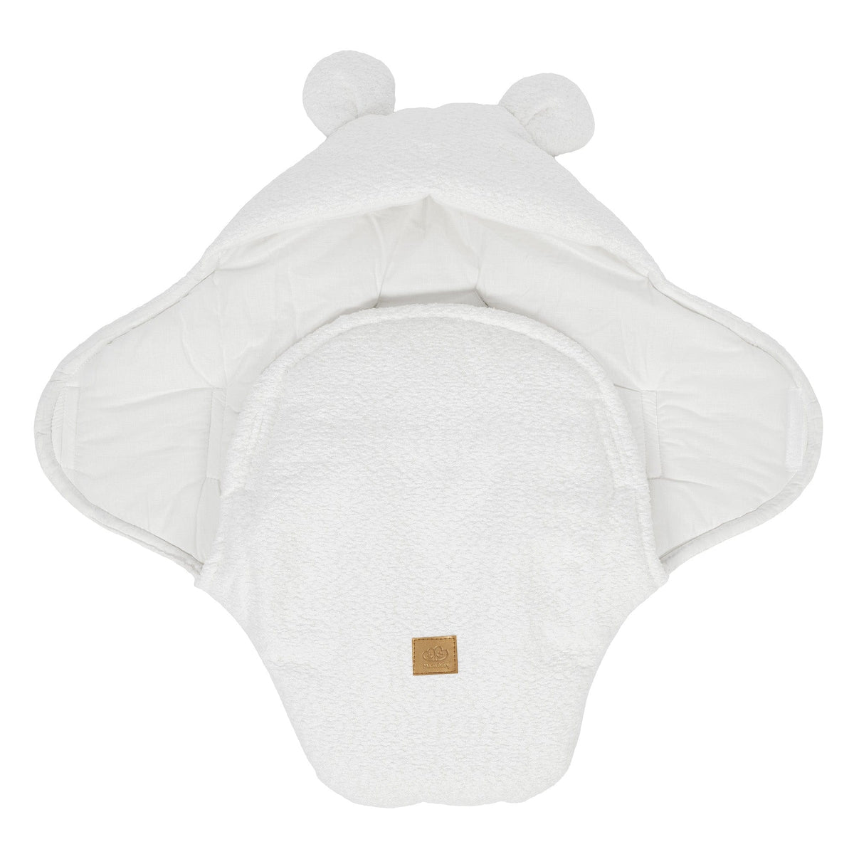 MeowBaby.de MeowBaby Einschlagdecke mit Bärenohren Bouclé Creme-Weiß
