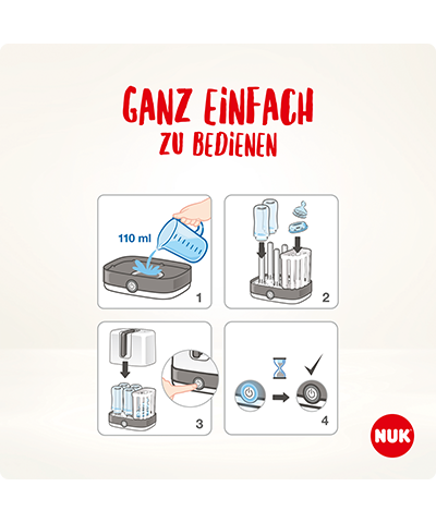 NUK Vario Express Dampf-Sterilisator komplettes Fütterungsset